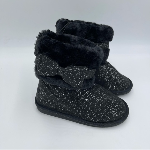 BEBE Shimmer Microsuede Faux Fur Short Boot - Picture 6 of 9